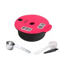 Filtro per caffè riutilizzabile ICafilas YB01, colore: rosa + cucchiaio in acciaio inossidabile HLB18 (180 ml)