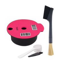 Filtro per caffè riutilizzabile ICafilas YB01, colore: rosa + pennello a doppia testa (60 ml)