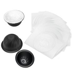 Guscio per capsule di caffè ICafilas per Nespresso Vertuo Plus ENV 135/Vertuo ENV 150/BNV450WHT1BUC1, colore: 3 tazze nere + 60 fogli di alluminio