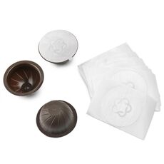 Guscio per capsule di caffè ICafilas per Nespresso Vertuo Plus ENV 135/Vertuo ENV 150/BNV450WHT1BUC1, colore: 3 tazze marroni + 60 fogli di alluminio