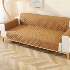 Fodera per divano con motivo a rombi, impermeabile, a doppia faccia, per animali domestici, dimensioni: 55 x 196 cm (caffè giallo).