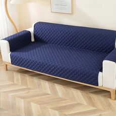 Fodera per divano con motivo a rombi, impermeabile, a doppia faccia, per animali domestici, dimensioni: 55 x 196 cm (blu navy).