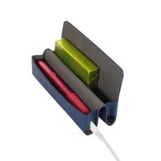 Per IQOS ILUMA ONE Custodia in pelle per sigaretta elettronica con motivo incrociato (blu scuro)