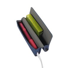 Per IQOS ILUMA ONE Custodia in pelle per sigaretta elettronica modello Litchi (blu scuro)