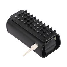 Per IQOS ILUMA Pentagram Rivet Leather Texture Flip Custodia per sigaretta elettronica con gancio (pelle nera + punte nere)