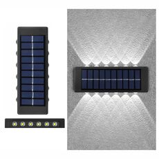 Lampada da parete solare al litio 12LED Faretti a doppia testa impermeabili su e giù per esterni (luce bianca)