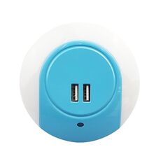 Luce notturna a LED A78B con porta USB Luce del sensore di controllo della luce intelligente, spina: spina europea (blu)