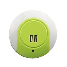 Luce notturna a LED A78B con porta USB Luce del sensore di controllo della luce intelligente, spina: spina UK (verde)