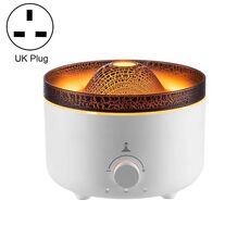 V21A 560ml Volcano Flame Telecomando Aromaterapia Umidificatore Diffusore Olio Essenziale Spina UK(Bianco)