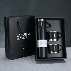 Thermos da 500 ml in acciaio inossidabile 304, tazza da tè portatile da lavoro, specifiche: confezione regalo (nero)