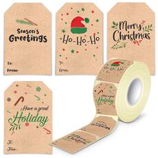 300 pezzi/rotolo adesivi rettangolari per decorazioni natalizie nastro per etichette regalo di festa (pelle bovina)