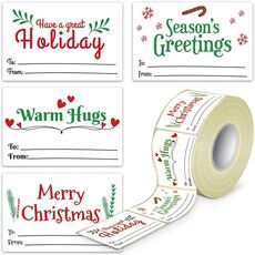 300 pezzi/rotolo adesivi rettangolari per decorazioni natalizie nastro per etichette regalo di festa (bianco)
