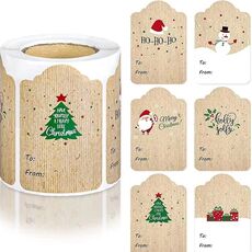 300 pezzi/rotolo adesivi rettangolari per decorazioni natalizie nastro per etichette regalo di festa (pelle bovina)