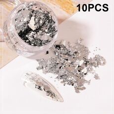 10 PCS K oro stagnola decorazione unghie smalto adesivo adesivo (02 argento)