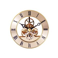 Orologio al quarzo trasparente in metallo Orologio con ingranaggi Accessori fai-da-te Movimento dorato da 86 mm