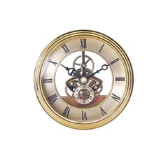 Orologio al quarzo trasparente in metallo Orologio con ingranaggi Accessori fai da te Testa dell'orologio dorata da 97 mm