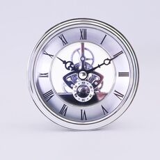 Orologio al quarzo trasparente in metallo Orologio con ingranaggi Accessori fai-da-te 97mm Testa dell'orologio in argento