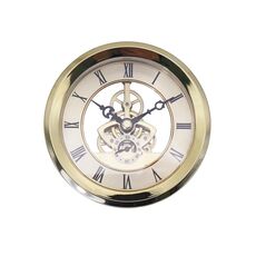 Orologio al quarzo trasparente in metallo Orologio con ingranaggi Accessori fai da te Testa dell'orologio dorata da 103 mm