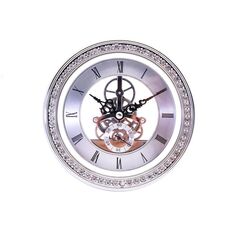Orologio al quarzo trasparente in metallo Orologio con ingranaggi Accessori fai-da-te 148 mm Testa dell'orologio in argento