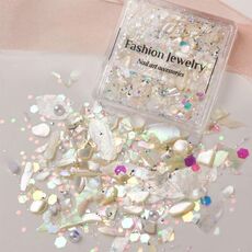 3 scatole decorazioni per unghie conchiglia paillettes gioielli per unghie (03 bianco)