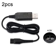 2 pz A00390 4.3 V USB Cavo di Alimentazione del Caricatore per PHILIPS Rasoio RQ310 S510 YQ300 S100