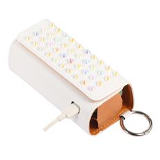 Per IQOS ILUMA Pentagram Rivet Leather Texture Flip Custodia per sigaretta elettronica con gancio (pelle bianca + punte perlate)