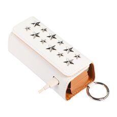 Per IQOS ILUMA Pentagram Rivet Leather Texture Flip Custodia per sigaretta elettronica con gancio (Pelle bianca + Pentagono argento)
