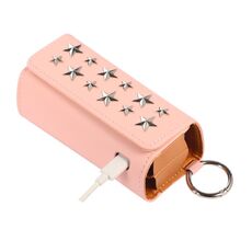 Per IQOS ILUMA Pentagram Rivet Leather Texture Flip Custodia per sigarette elettroniche con gancio (Pelle rosa + Pentagram argento)