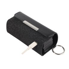 Per IQOS ILUMA Custodia portatile per sigaretta elettronica a colori contrastanti con anello per appenderla (nero + denim nero)
