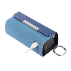 Per IQOS ILUMA Custodia portatile per sigarette elettroniche a colori contrastanti con anello per appenderla (blu + blu denim)