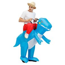 Vestiti gonfiabili del dinosauro di Halloween Poliestere 3D Abbigliamento per bambole del fumetto, Taglia:S (80-120 cm)(Dinosauro blu)