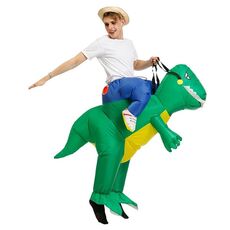 Vestiti gonfiabili del dinosauro di Halloween Poliestere 3D Abbigliamento per bambole del fumetto, Taglia:M (120-140 cm)(Dinosauro verde)