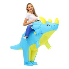 Abbigliamento gonfiabile per bambole in poliestere 3D per dinosauri di Halloween, taglia: M (120-140 cm) (triceratopo)