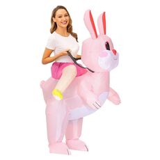 Abbigliamento gonfiabile per bambole in poliestere 3D per dinosauri di Halloween, taglia:M (120-140 cm) (Coniglio bianco)