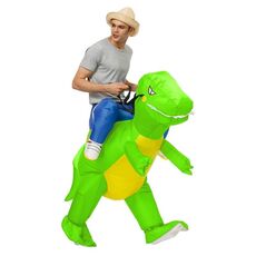 Vestiti gonfiabili del dinosauro di Halloween Poliestere 3D Abbigliamento per bambole del fumetto, Taglia:M (120-140 cm) (Dinosauro verde fluorescente)