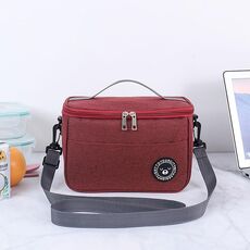 Borsa termica per il pranzo Borsa per il pranzo termica resistente all'acqua per ufficio con cinturino M (rosso scuro)