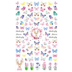 10pcs 3D Adesivo Farfalla Retro Colore Rosa Nail Art Sticker (F-624)