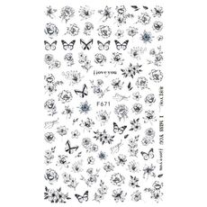 10pcs 3D Adesivo Farfalla Retro Colore Rosa Nail Art Sticker (F-671)
