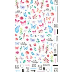 10pcs 3D Adesivo Farfalla Retro Colore Rosa Nail Art Sticker (F-677)