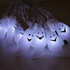 Stringa di luce decorativa colorata per atmosfera di Halloween Cartoon da 3 m e 20 LED (fantasma bianco)