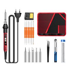 ANENG SL102 17 pz/set Termostato Digitale Domestico Temperatura Costante Saldatore Set 60W Kit di Strumenti per Saldatura a Calore Interno(Spina UE)