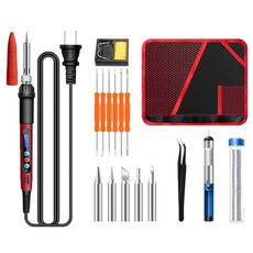 ANENG SL103 18pcs/set Display digitale intelligente Regolazione della temperatura Set di saldatori a temperatura costante domestica 60W Kit di strumenti per saldatura a caldo interno(spina americana)