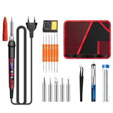 ANENG SL103 18pcs/set Display digitale intelligente Regolazione della temperatura Set di saldatori a temperatura costante domestica 60W Kit di strumenti per saldatura a caldo interno (spina europea)