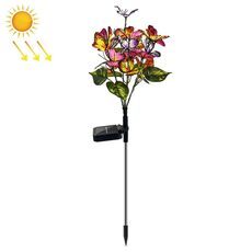 Luci da giardino a LED solari per esterni con decorazione a spina da terra per prato, modello: Fiore di farfalla