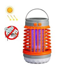 E-SMARTER W890-1 Lampada solare per zanzare a scossa elettrica a LED per esterni USB ricaricabile Illuminazione Trappola per zanzare (Arancione)
