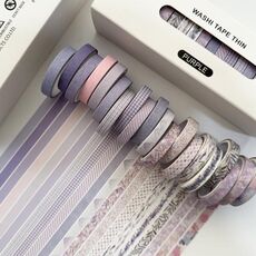 Set di nastri Washi sottili divisi, 20 rotoli/scatola, 0,7 cm x 3 m, adesivi per album fai da te (viola)