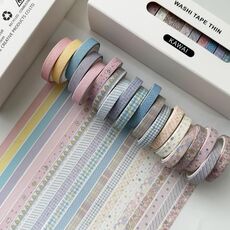Set di nastri Washi sottili divisi, 20 rotoli/scatola, 0,7 cm x 3 m, adesivi per album fai da te (Kawai)