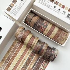 Set di nastri Washi combinati da 10 rotoli/scatola, adesivi per album fai da te, 1,5 cm x 4 + 1 cm x 6 (retrò)