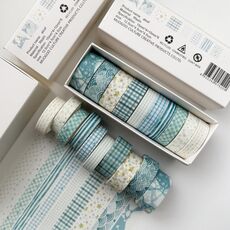 Set di nastri Washi combinati da 10 rotoli/scatola, adesivi per album fai da te, 1,5 cm x 4 + 1 cm x 6 (in disparte)