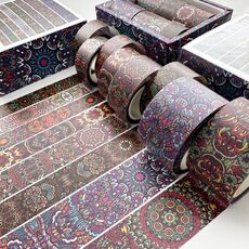 Set di 8 rotoli/scatola di nastri in PET trasparente stile antico per journaling 3 cm x 2+2 cm x 2+1,5 cm x 4 (floreale decorativo)